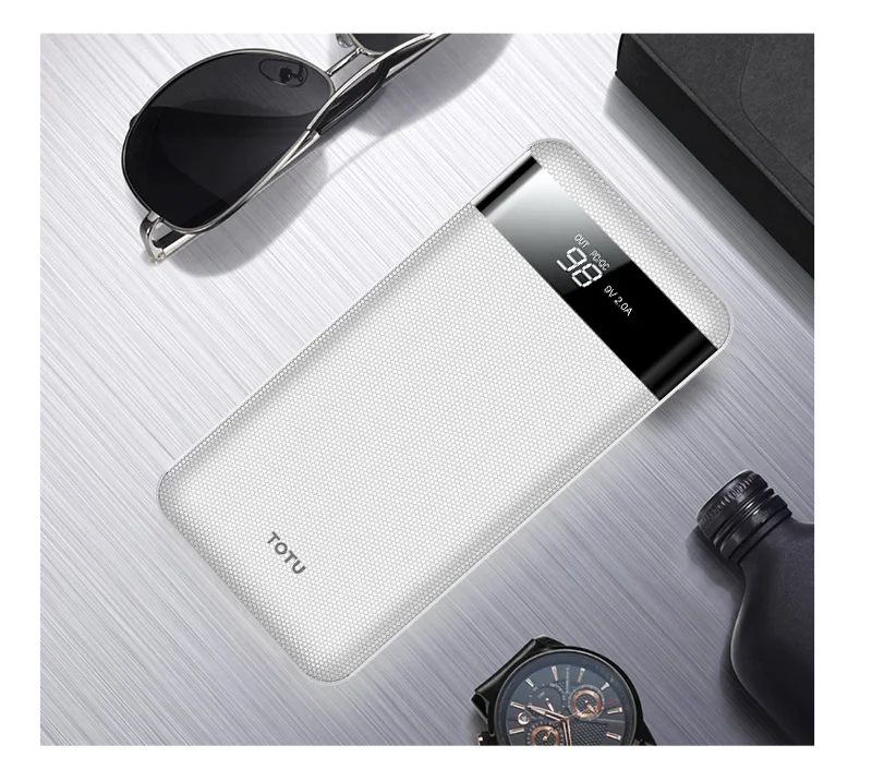 10000 мАч Внешний аккумулятор, портативный внешний аккумулятор, зарядное устройство, двойной USB тонкий внешний аккумулятор для iPhone Xs Xiaomi Mi, телефон, повербанк - Цвет: Белый