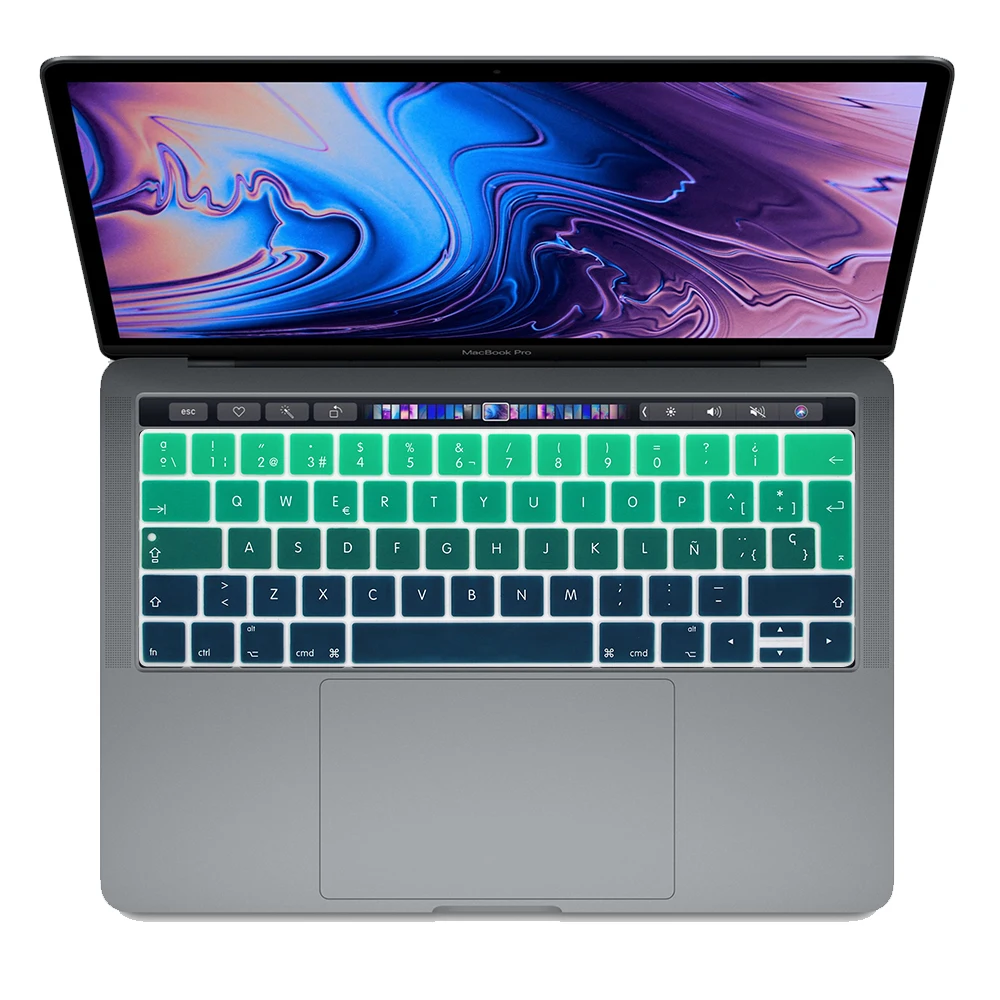 Испания ЕС-Ввод Клавиатура Обложка протектор для Macbook Pro13 15 с сенсорной панелью A1706/A1707/A1989/A1990 клавиатура защитная пленка