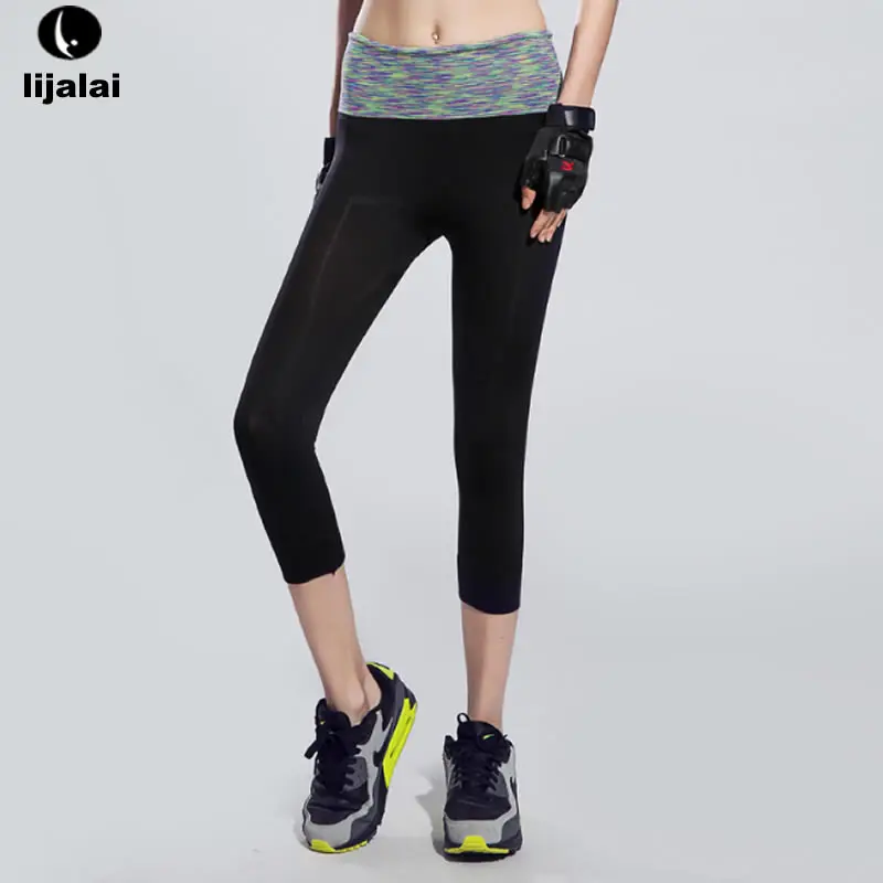 Lijalai new women yoga pants spandex+nylon quick drying high waist