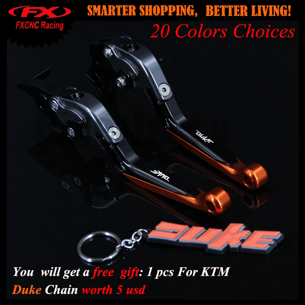 

!Get 1 Pcs Free Duke KeyChain For KTM RC125/125 Duke 2014-2017 2015 2016 CNC Adjustable Motorcycle Brake Clutch Levers With Logo