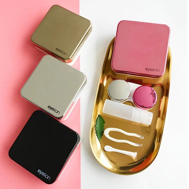 Высококачественные отражающие накладки для контактных линз с зеркальным цветным корпусом кейс для контактных линз контейнер Милый
