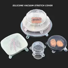 6 шт многоразовая силиконовая обертка пищевая крышка фруктовая миска для свежей еды крышка Экологичные силиконовые Эластичные крышки универсальные крышки кухонные инструменты