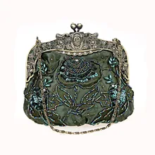 Специальное предложение, зеленая Женская Мини Сумочка для банкета, клатч, Свадебная вечерняя сумочка, расшитая бисером и блестками, сумочка для макияжа, Mujer Bolso 2583-Y