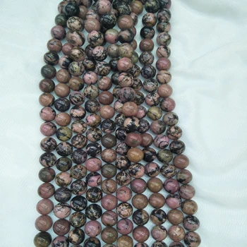 

16mm Real Natural Black Line Rhodochrosite Stone Beads Round Loose Red Black Gem Stone Beads For Jewelry Making DIY Strand 15''