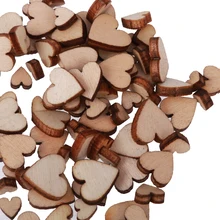 Упаковка из 100 деревянных форм Незавершенное украшение сердцами разных размеров для предметы для скрапбукинга