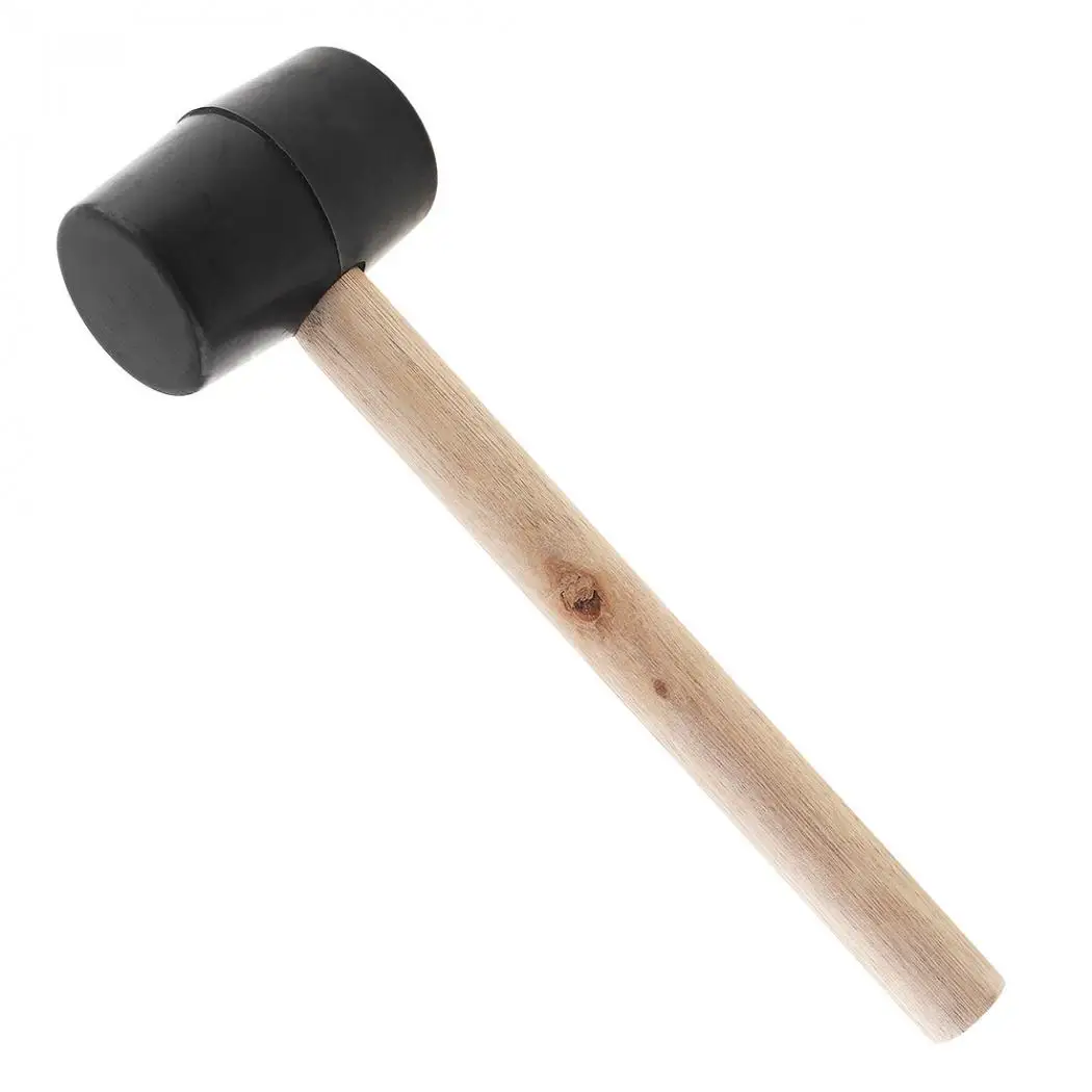 Rubber Hammer Hand Tools 230g Non-elastic Tile Hammer with Round Head and Wooden Handle for DIY Hand Tool 1pcs