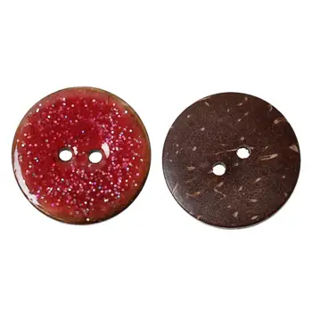 

DoreenBeads Coconut Shell Sewing Button Scrapbooking Round Natural Two Holes Enamel Fuchsia 25.0mm Dia,10 PCs