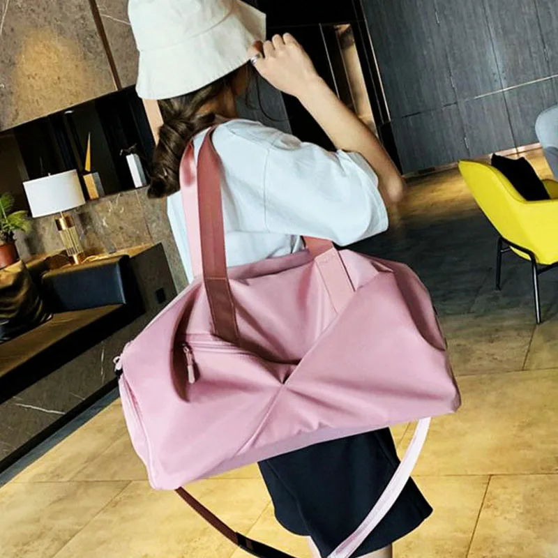Gym Yoga Bags For Women Sac de Sport Travel Bags With Dry Pocket Pink Girl Training Handbag Lightweight Nylon Swimming Pool Bags Gym Yoga Bags For Women Sac de Sport Travel Bags With Dry Pocket Pink Girl Training Handbag Lightweight Nylon Swimming Pool Bags