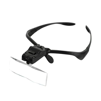 

Protable Magnifier Loupe Headband Head-Mounted Jeweler Magnifying Glasses Tool Set With LED Light