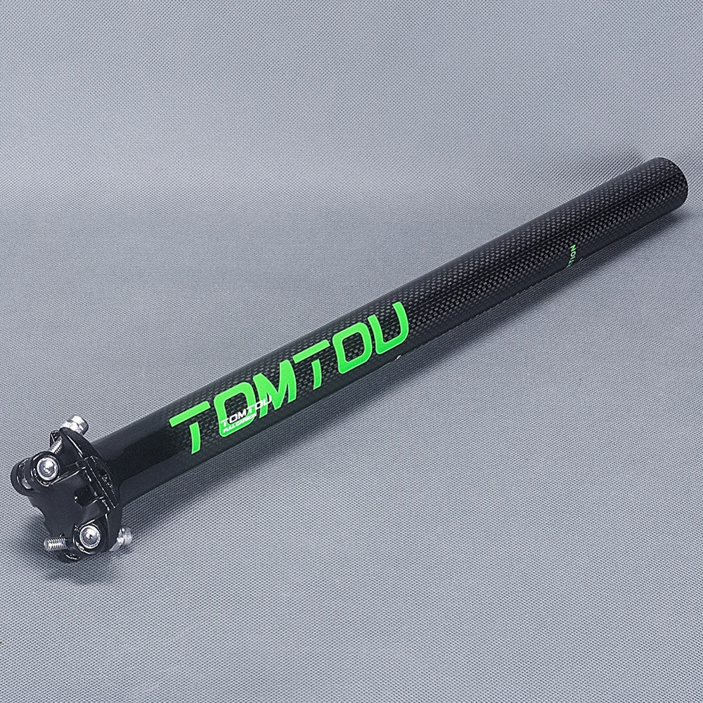 TomTou углерода подседельный штырь для горного велосипеда, MTB/дорожный велосипед Запасные детали для велосипеда, углепластик на подседельную трубу рамы 27,2 30,8 31,6 мм* 350/400/450 мм 250 г зеленый-T28T79