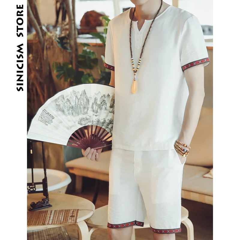 Sinicism Store 2018 Mens Patchwork Suit Male Summer Short