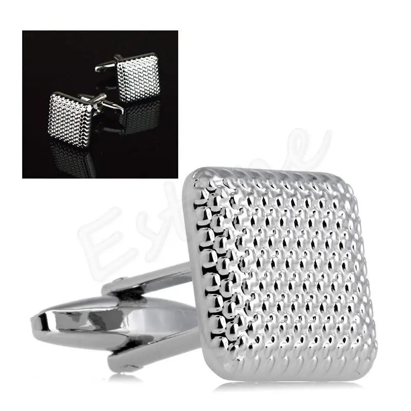 

1Pair Men's Stainless Steel Silver Color Cuff Links Gentlemen Wedding Party Gift