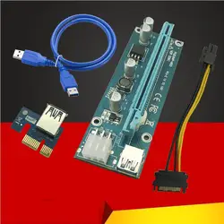 Riser Card PCI-E 1x до 16x Riser Card USB 3,0 кабель SATA для IDE Molex 6Pin кабель питания для Antminer Bitcoin Miner горная машина