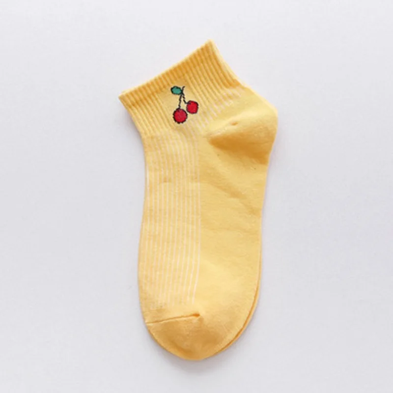 Г. Новые весенне-летние носки-башмачки с рисунком свежих фруктов белые удобные хлопковые носки для женщин и девочек, носки милые забавные, 2 пары - Цвет: yellow