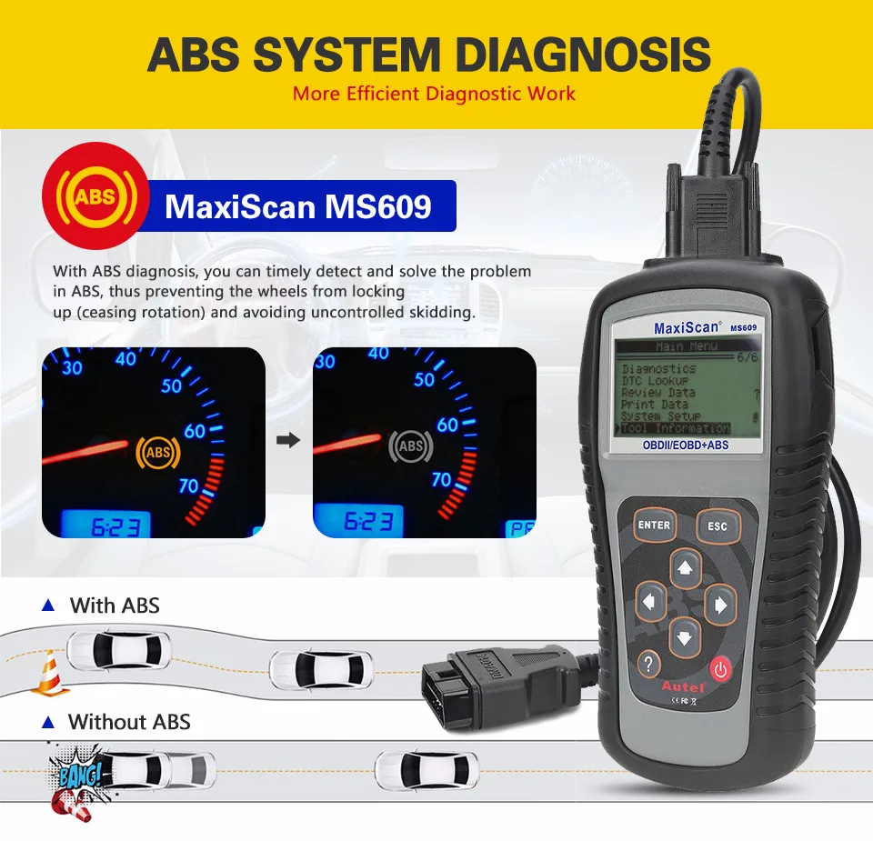 Autel Maxiscan MS609 OBD2 сканер Код читателя с полной OBD2 Функции ABS диагностики DTC определения дополнительно MS509 и AL519