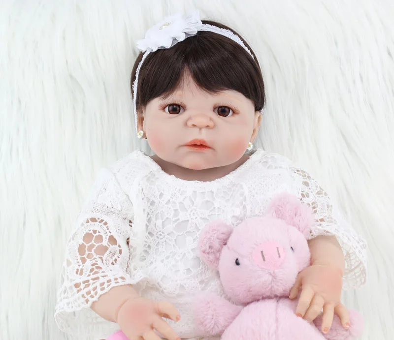 Boneca à Prova Presente de Aniversário para a Menina Corpo Inteiro Silicone Bebe Reborn Menina Boneca Criança Brinquedo Lifelike 22 Vinil Princesa Dwaterproof Água 55cm 8 boneca criança brinquedo lifelike 22