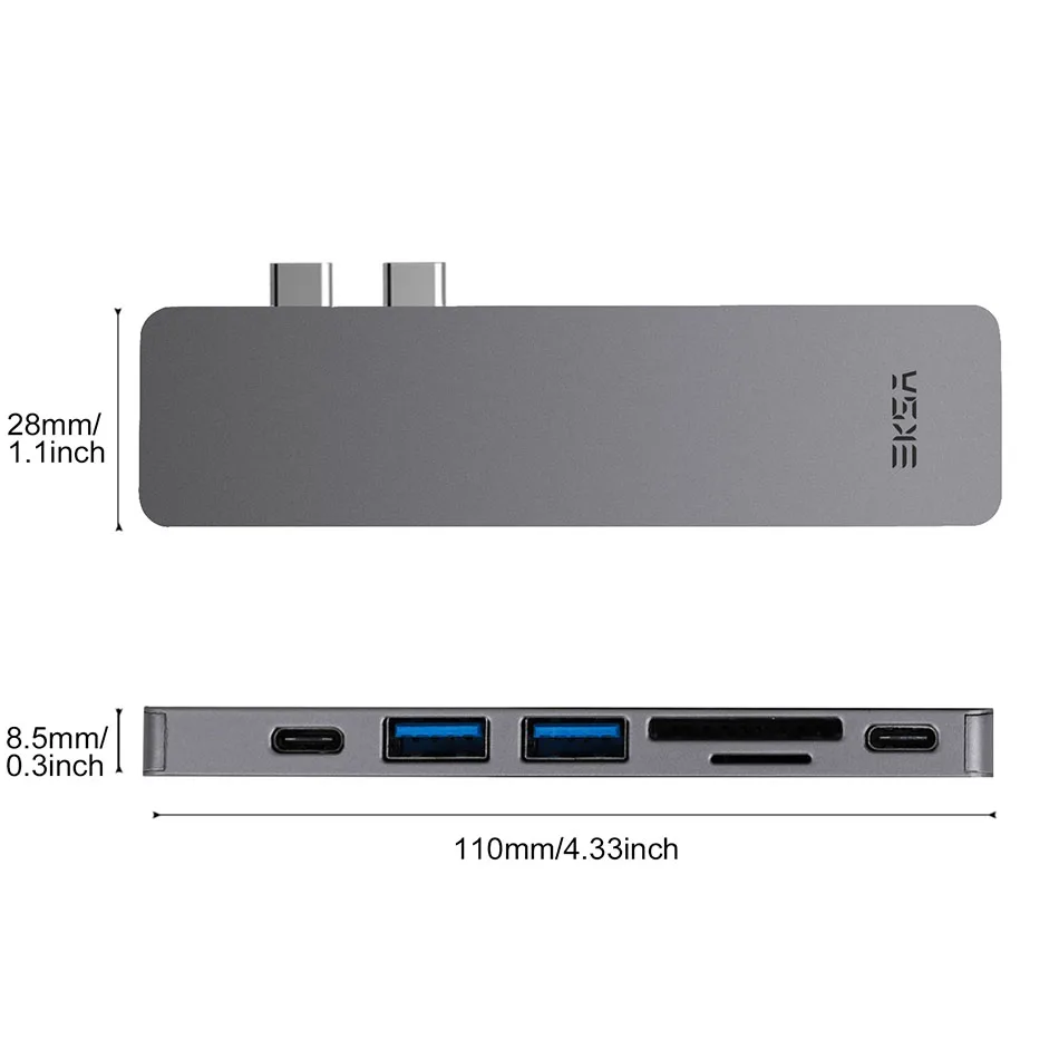 EKSA Thunderbolt 3 USB C концентратор к HDMI 4K type C концентратор адаптер с PD USB3.0 порт для MacBook Pro2016///Air 7 в 1 концентратор