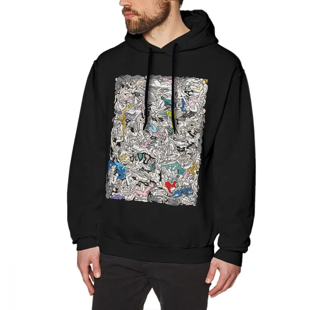 

Kamasutra Hoodie Kamasutra LOVE Doodle Hoodies Oversized Outdoor Pullover Hoodie Long Length Mens Nice Cotton Warm Black Hoodies