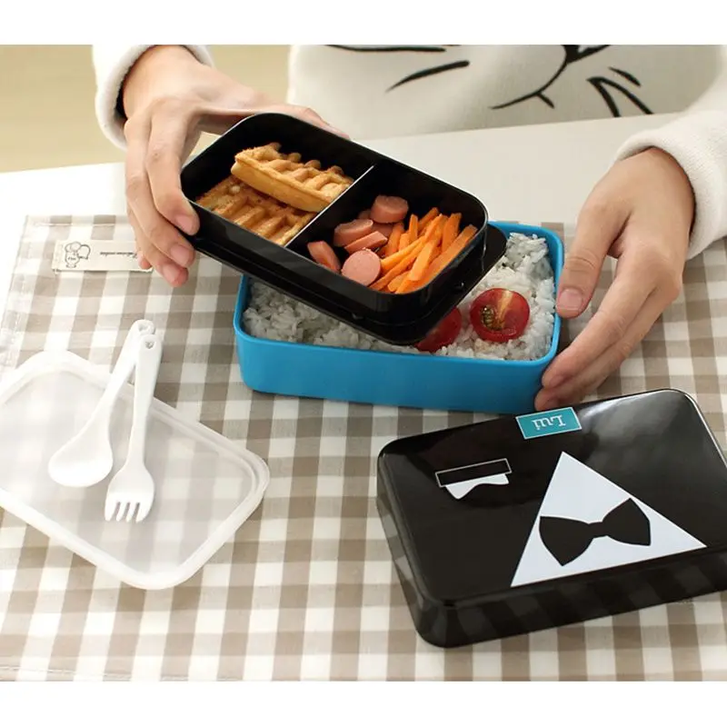 

New 730ML Tie Lunch Box Bento Box For Girls Lady Children Sushi Lunchbox Food Container With Dinnerware Microwave Applicable