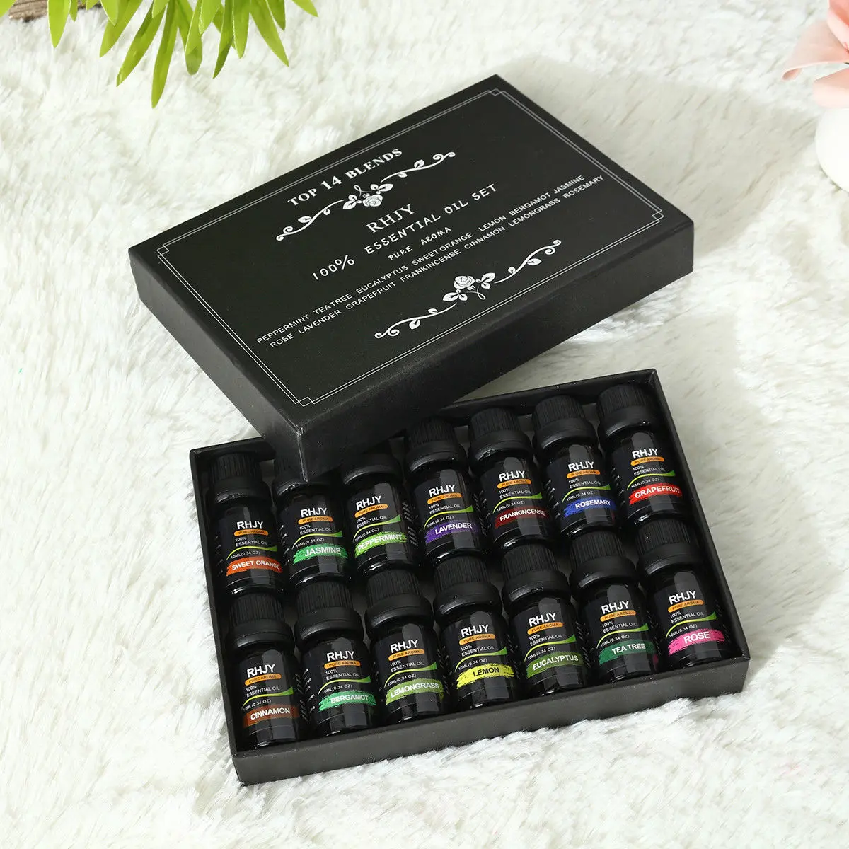 

14pcs/box 10ml Plant Fragrance Aromatherapy Essential Oils Cleanser Anti-Wrinkle Antiperspirants Oil Moisturizing Oils Tool Set
