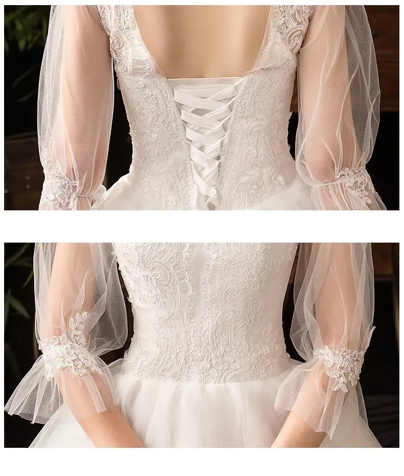 vintage wedding dresses 2022 New High Neck Three Quarter Sleeve Wedding Dress Sexy Illusion Lace Applique Plus Size Vintage Bridal Gown Robe De Mariee L reception dress for bride