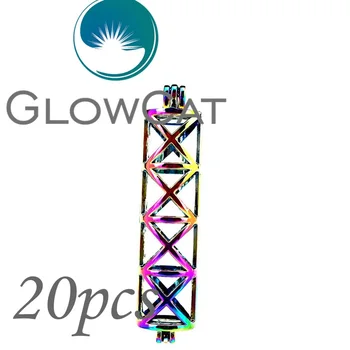 

20X Rainbow Color Cross Cylinder Beads Cage Jewelry Making Essential Oil Diffuser Aroma Stone Pearl Cage Locket Pendant