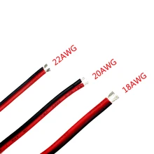 18 20 22 AWG En Cuivre Étamé Fil Électrique 2 Broches Rouge Noir LED Câble 300V Isolé PVC Longue Durée De Vie Rallonge Électrique