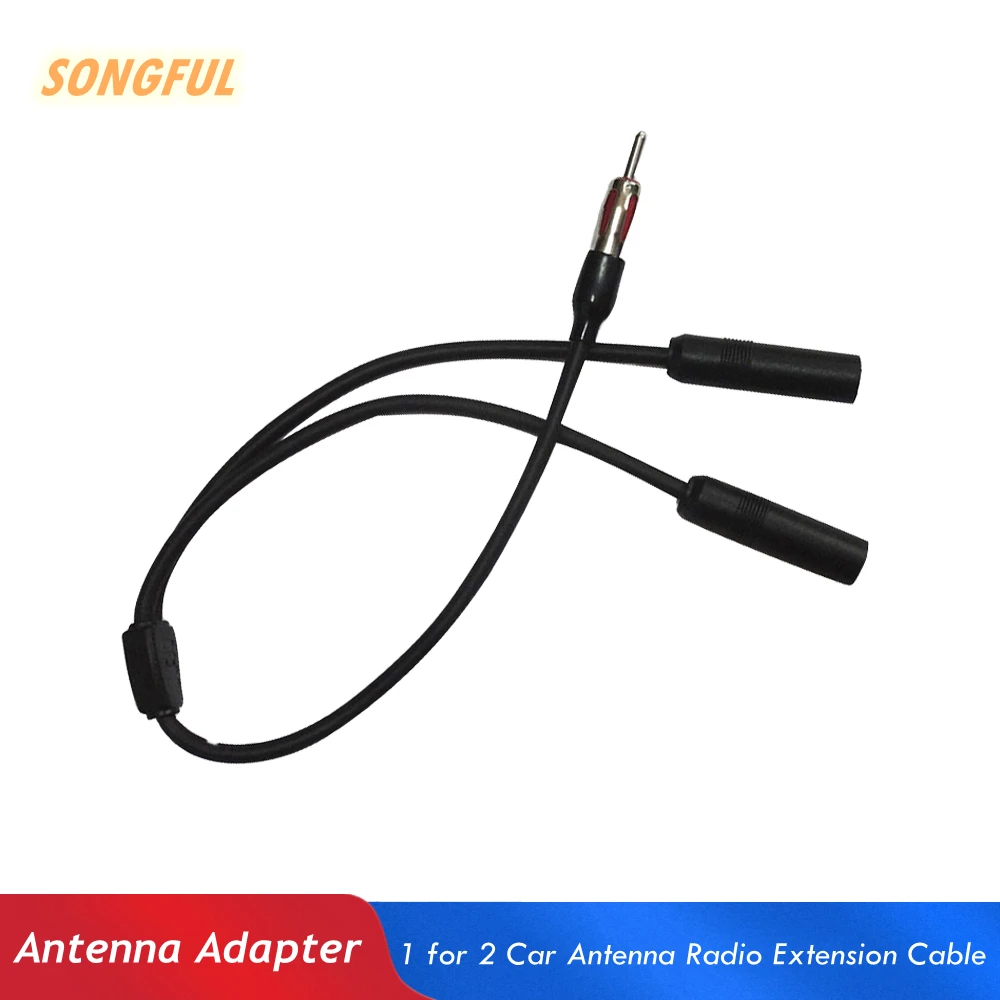 

Car Antenna Cable Adapter Aluminum Plug in 1 for 2 Radio Antenna Extension Cable Vehicle AM / FM Radio Aerial Extension Cable