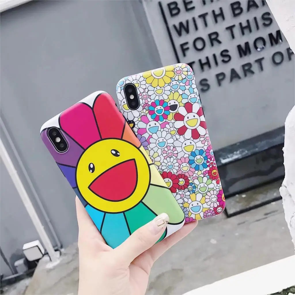 

Newest Cute Summer Colorful Sun flower phone case Fundas Coque For iPhone Xs Max Xr X 8 7 6 6s Plus soft silicone IMD back cover