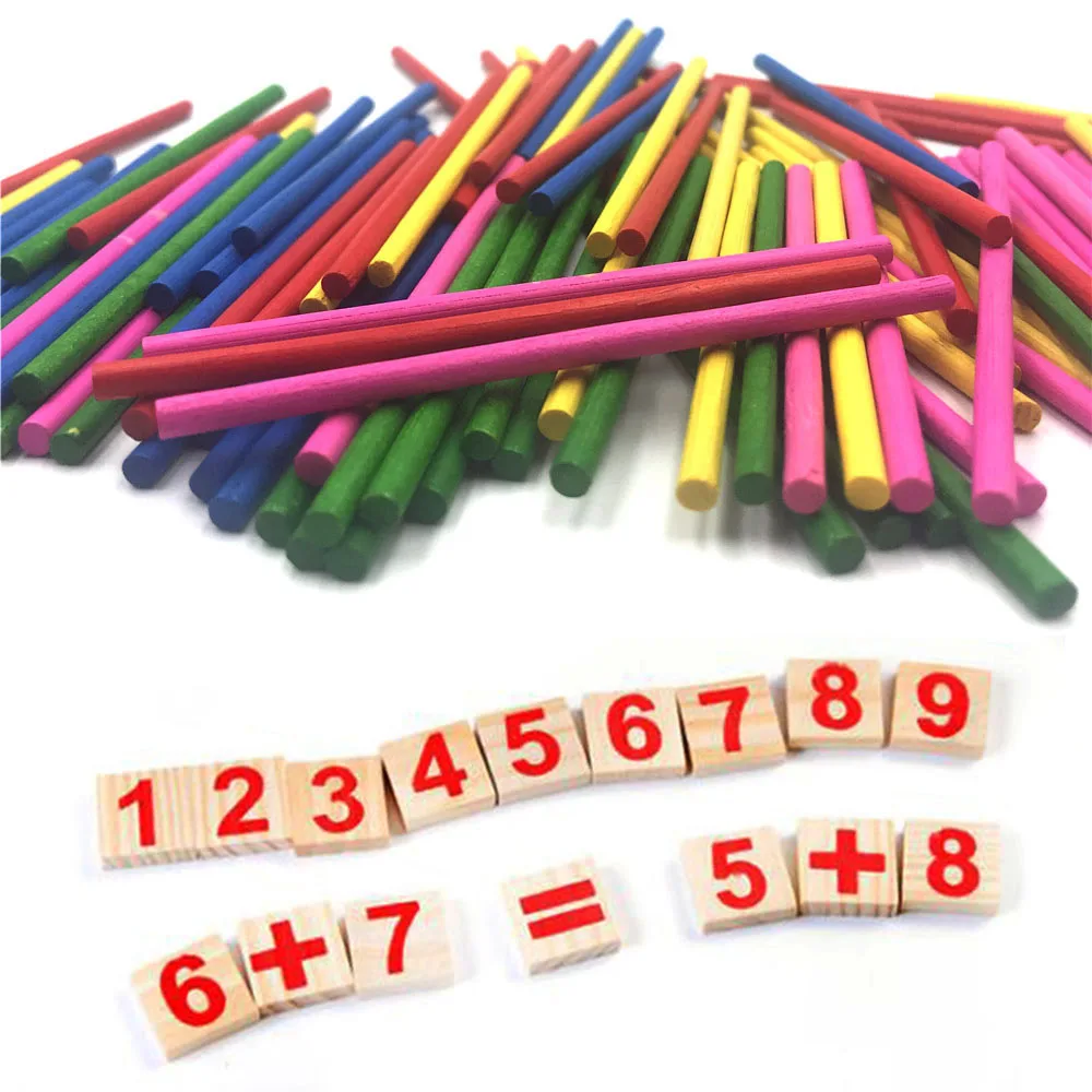 Красочные бамбуковые Счетные палочки часы игрушка Математика Монтессори обучающие средства Счетный стержень дети дошкольные математические обучающие игрушки