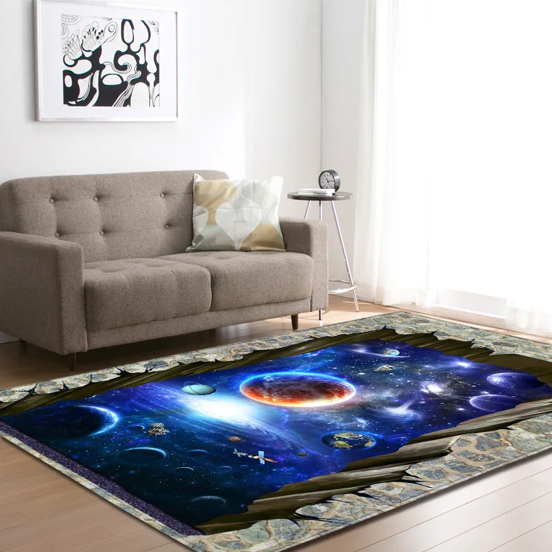 

Nordic Style 3D Cosmic Planet Carpet Large Size Living Room Bedroom Tea Table Rug and Carpet Rectangular Antiskid Floor Mat