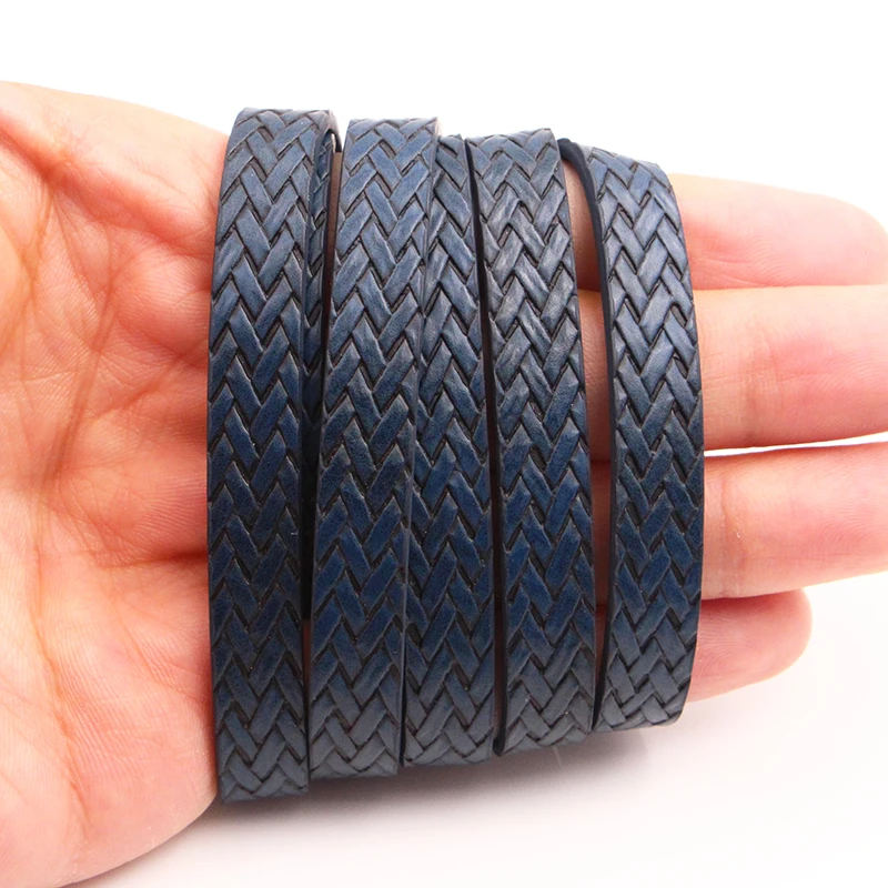 XCHARMS 10 мм плоский шнур из искусственной кожи плетеная веревка Diy Ювелирные изделия фурнитура аксессуары модные материалы для изготовления ювелирных изделий для браслетов - Цвет: Dark Blue
