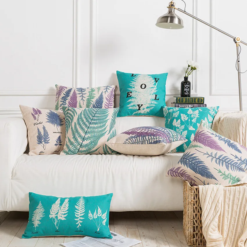 Pillow cover Green plant leaves Home Cushion for office home decorate sofa cushions | Дом и сад