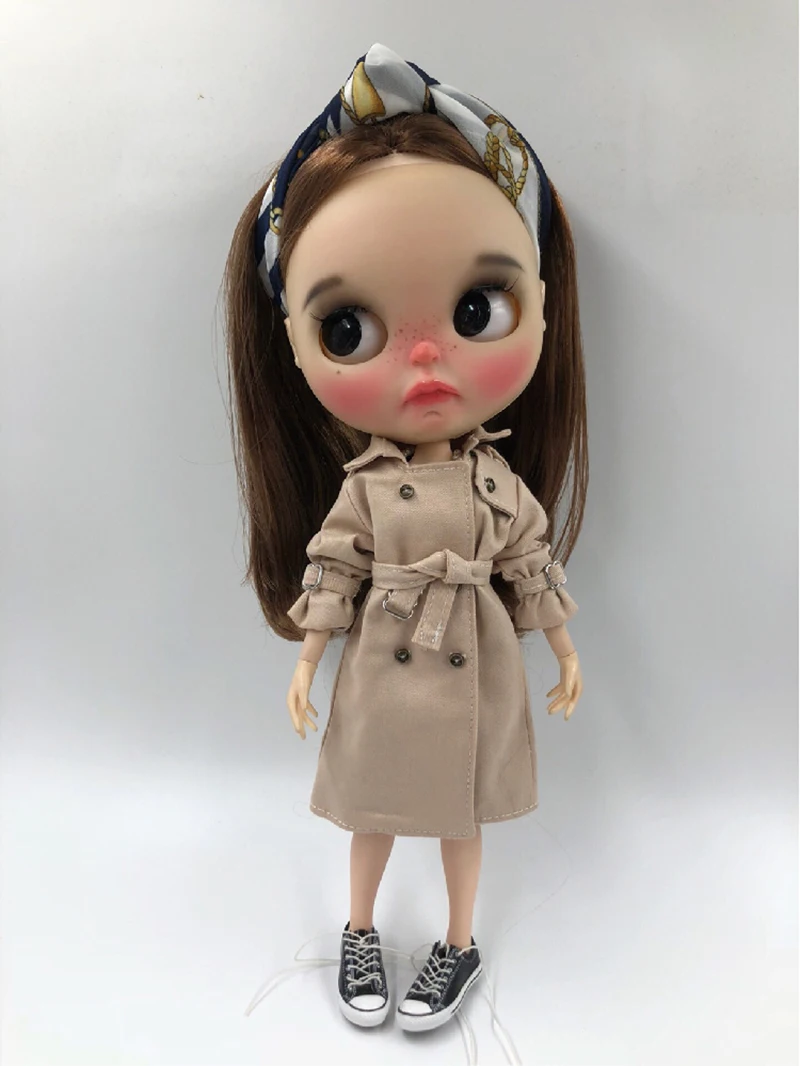 Кукла Blyth одежда с длинным рукавом пальто вина/узор шарф для blyth, Azone S, OB24 Куклы Аксессуары для 1/6 куклы