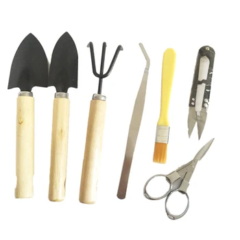 

7 PCS Mini Succulent Transplanting Tweezers Shovel Brush Miniature Garden Planting Hand Tool Succulent Gardening Sets 2019 New