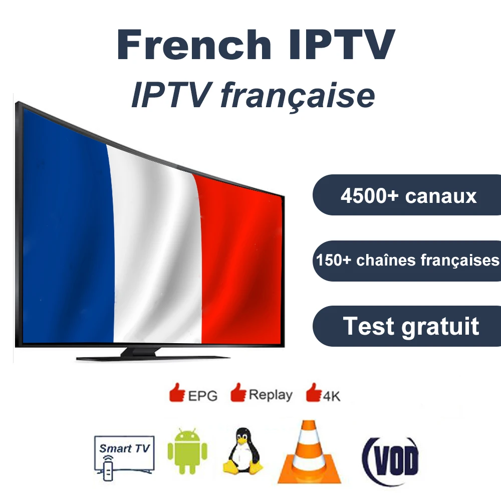 

French IPTV Subscription smarters iptv with 150+ french channels 4700 Live TV UK/Italy/Spain TV free VOD smart iptv M3U8 code