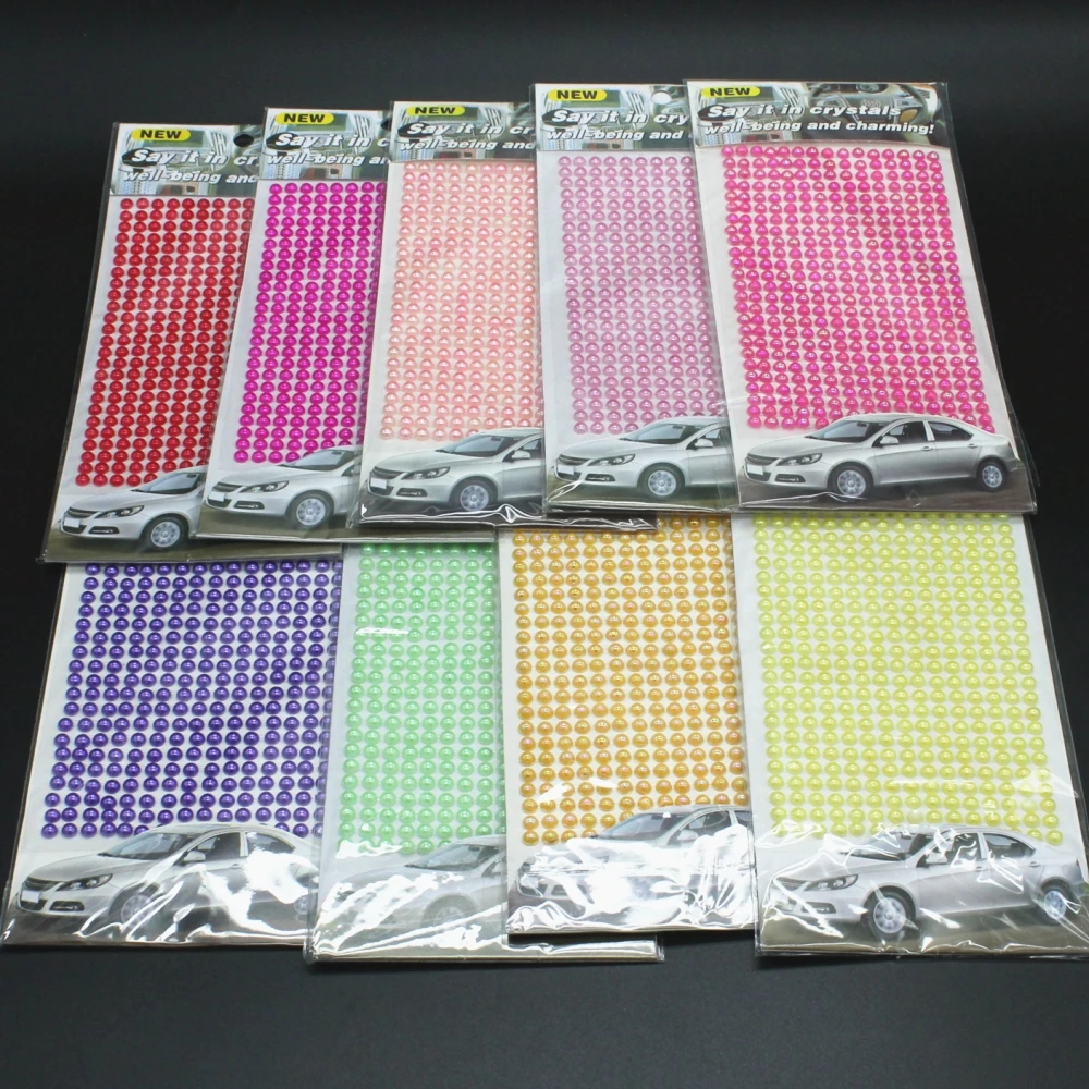 

2 sheets 5mm Mixed Color Acrylic pearl Crystal Decoration Stickers 3D Baby Kids boys girls DIY Cute Children toys Stickers