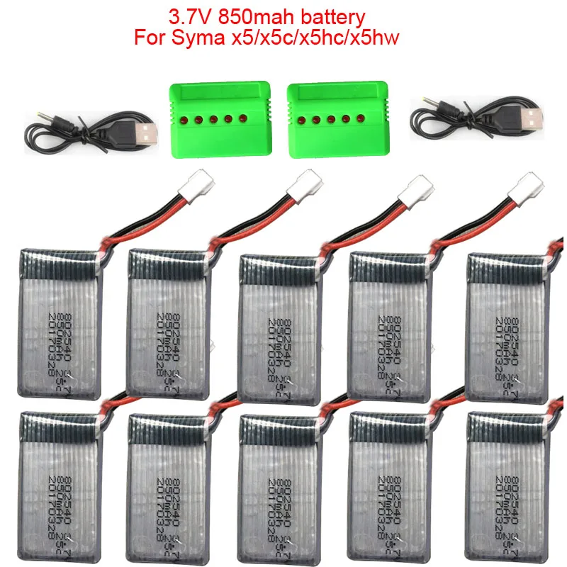 

3.7V 850mAh LiPo Battery for SYMA X5SW X5SC X5 X5C x5hc x5hw battery Drone 3.7 V 850 mah Lipo Battery RC Quadcopter Spare parts