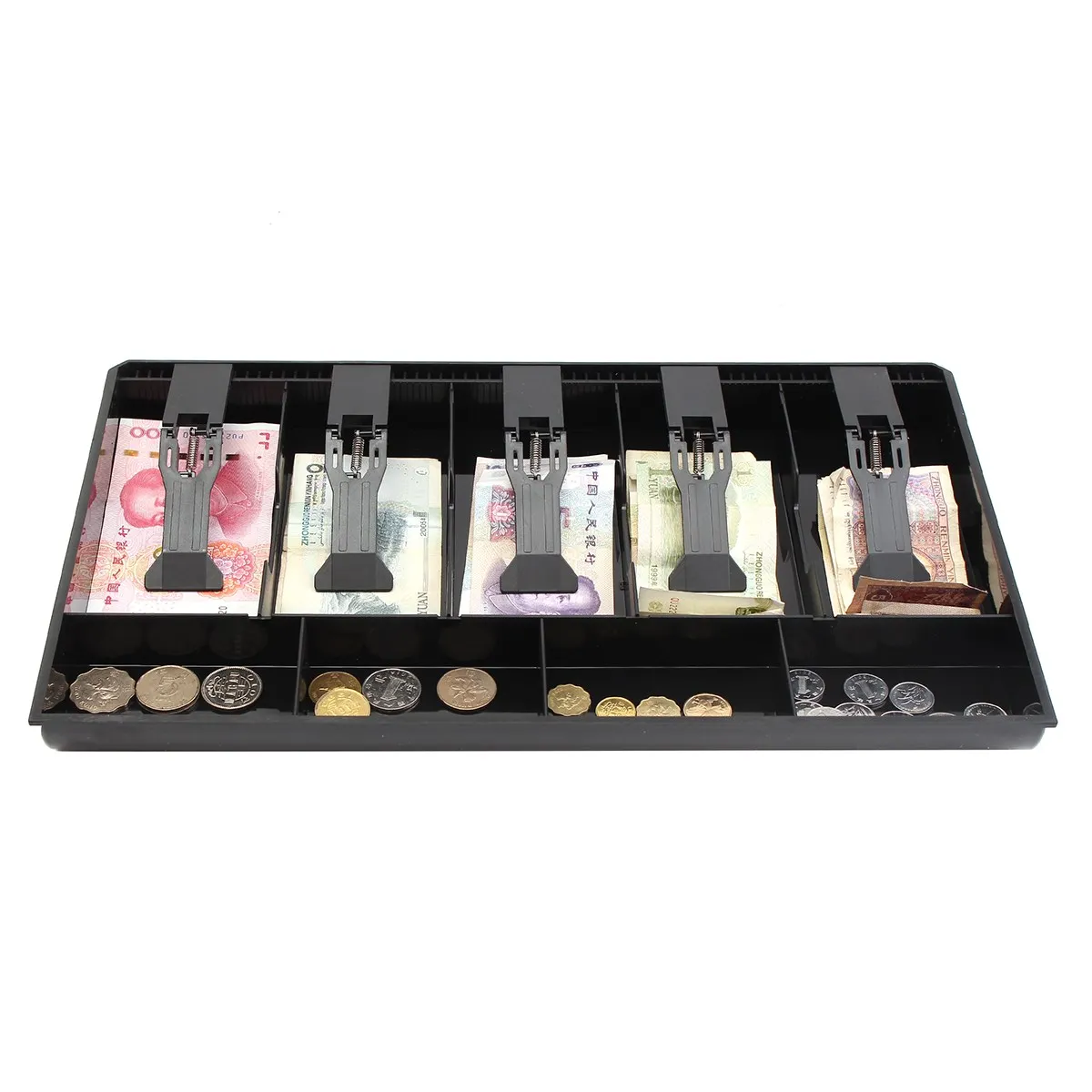 Image New Five Grid Cash Register Drawer Store Cashier Collection Cash Box 40.4x24.5x3.6cm