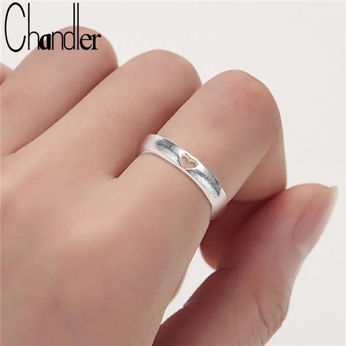 

Chandler Simple Love Heart Ring Adjustable Hollow out Heart Personality Silver Color Plated Simplify Daily Everyday Femme Bijoux