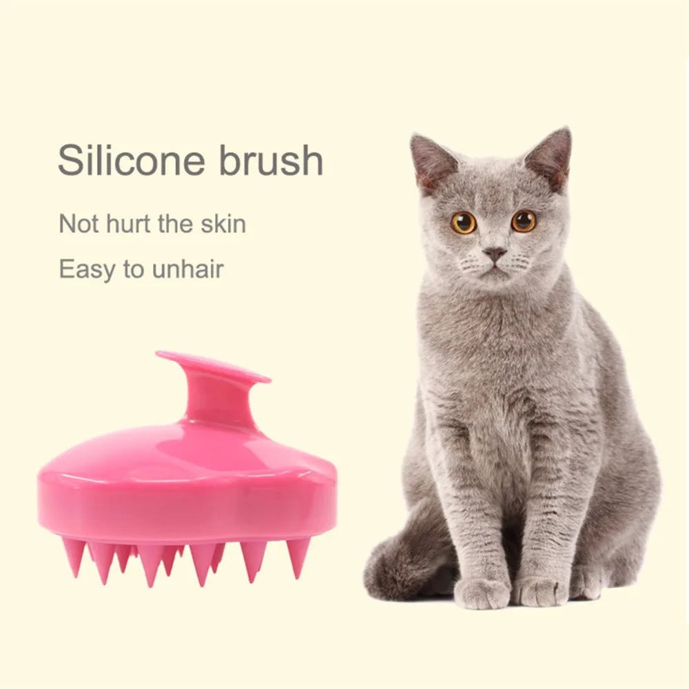 Soft Silicone Pet Dog Cat Massage Bath Brush Comfortable Pets Grooming Brush Washing Cleaning