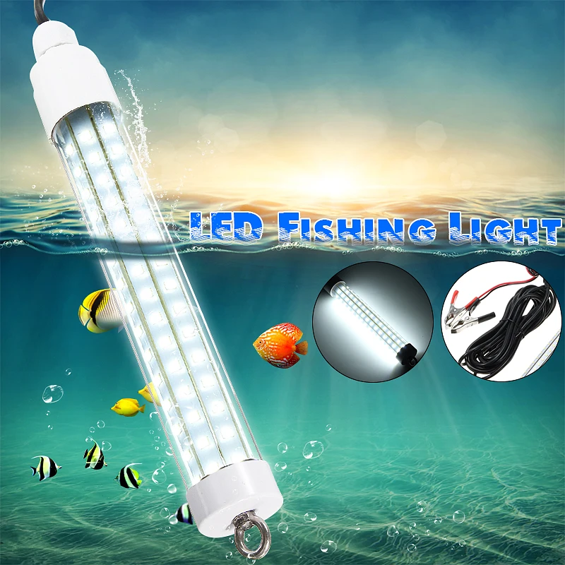 Overvalue Durable White Fishing Light 10W 12V Lunar Underwater LED Night Fishing Lamp Tool