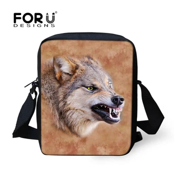 

FORUDESIGNS Men Small Handbags Cross Body Bags Cool 3D Animal Wolf Tiger Pattern Men's Casual Messenger Bags Mini Handbag Man
