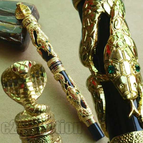 Шариковая ручка JINHAO черная с золотой змеей ветер Змеиный год|roller ball pen|ball penjinhao black