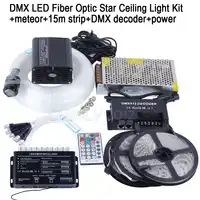 DMX ไฟเบอร์ออปติกชุดเพดาน 16 W RGBW ถอดรหัสควบคุม 15 m 4 m ผสม 335 strands เส้นใยแสงดาวตกตกแต่งโครงการ