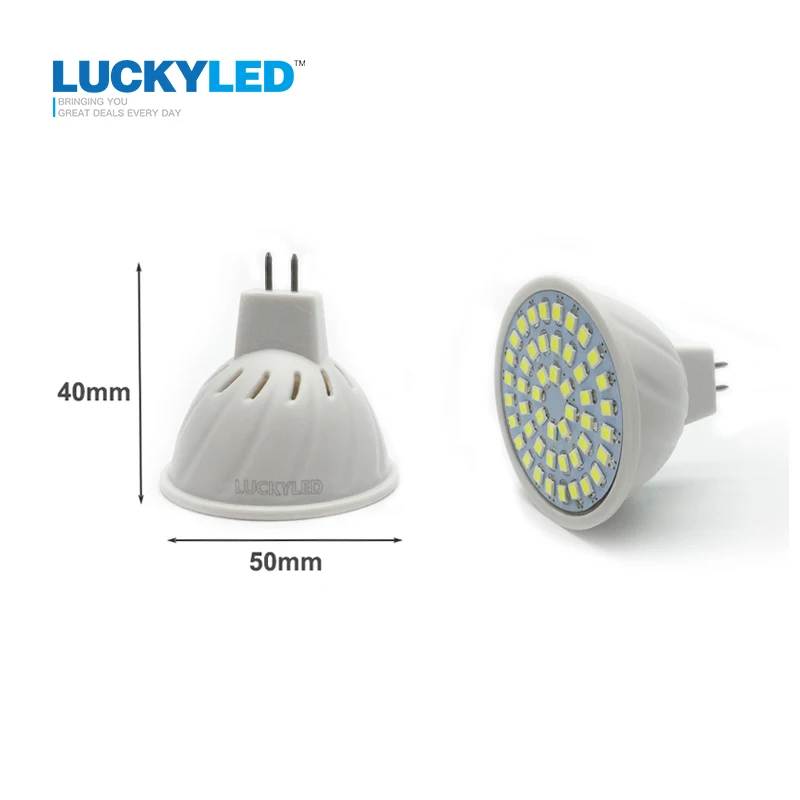 LUCKYLED, брендовый Светодиодный прожектор MR16 GU10 3W, 4 Вт, 5 Вт, 6 Вт, SMD 2835, 5730 В переменного тока, 220 В, светодиодный светильник, теплый/холодный белый, энергосберегающий, Bombillas