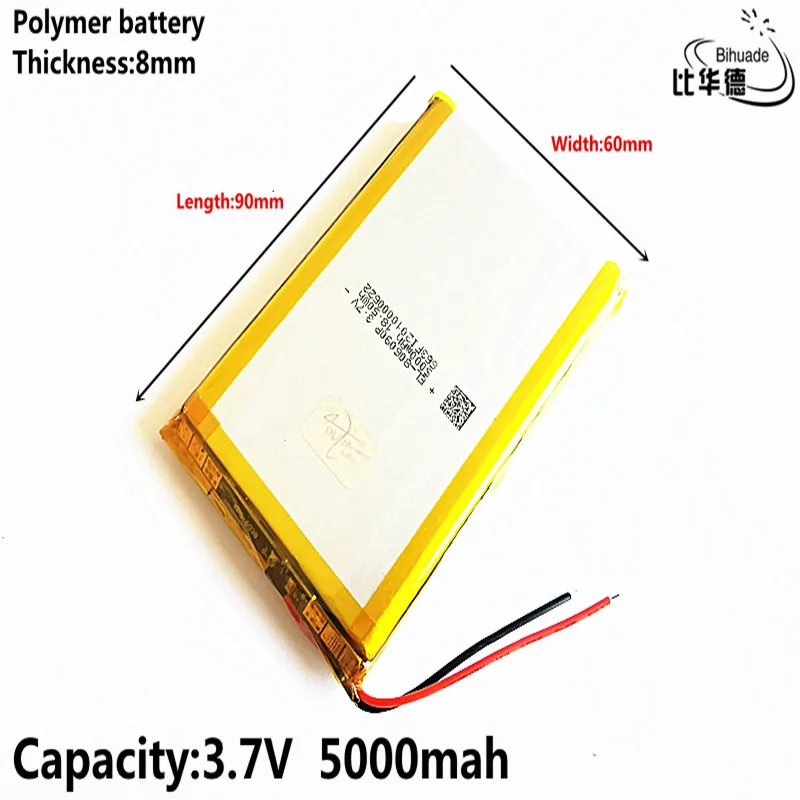 Литровая энергетическая батарея хорошего качества 3,7 в, 5000 мАч 806090 полимерная литий-ионная/литий-ионная батарея для планшетных ПК банка, gps, mp3, mp4