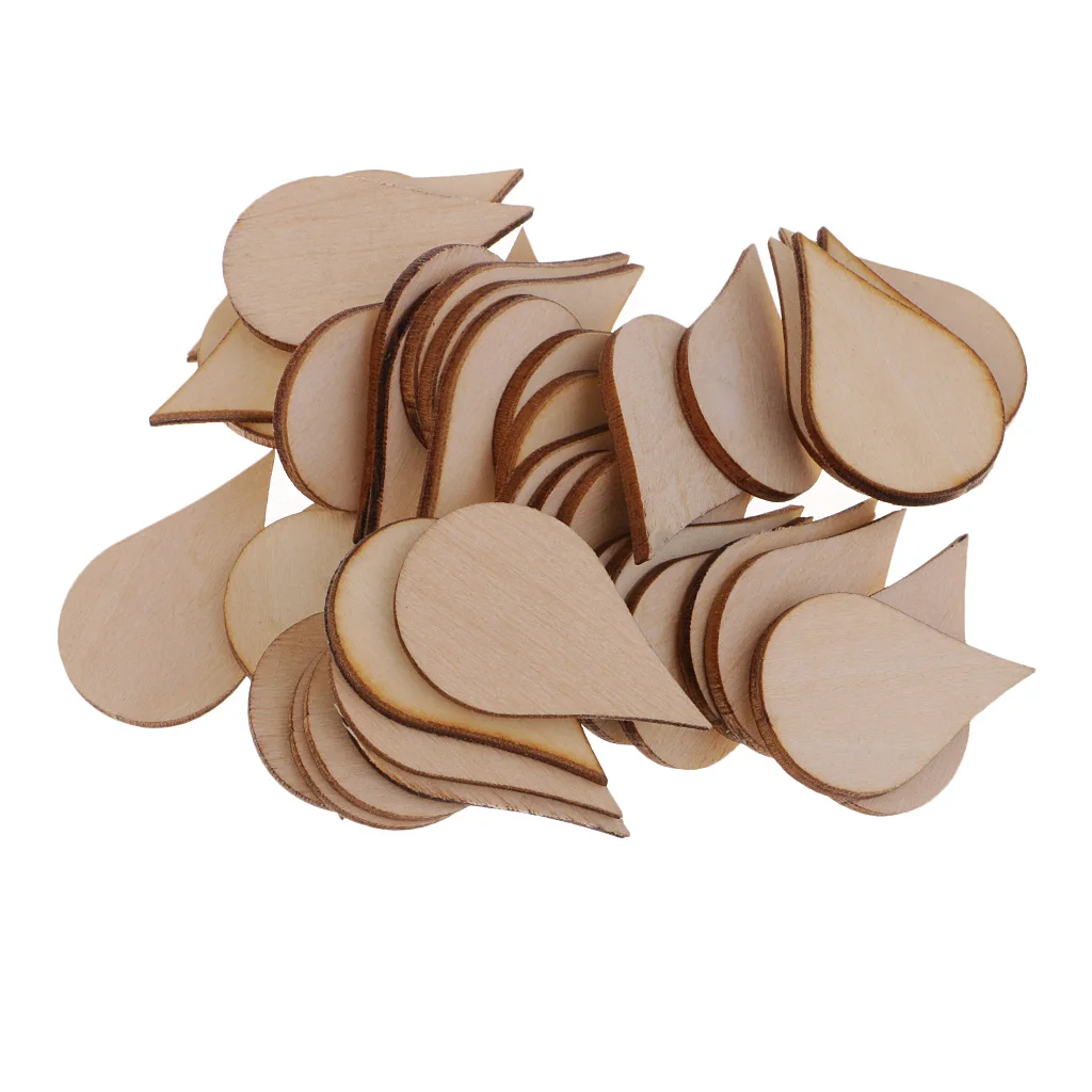 Wooden MDF Drop Shapes Craft Blank Wood Embellishment for Scrapbooking Wedding Party Baby Feet Christmas Decorations DIY