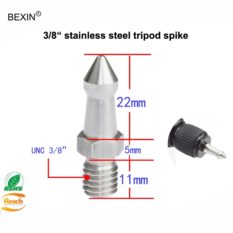 Free shipping 1pc 3/8" Thread Replacement stainless steel Tripod Foot