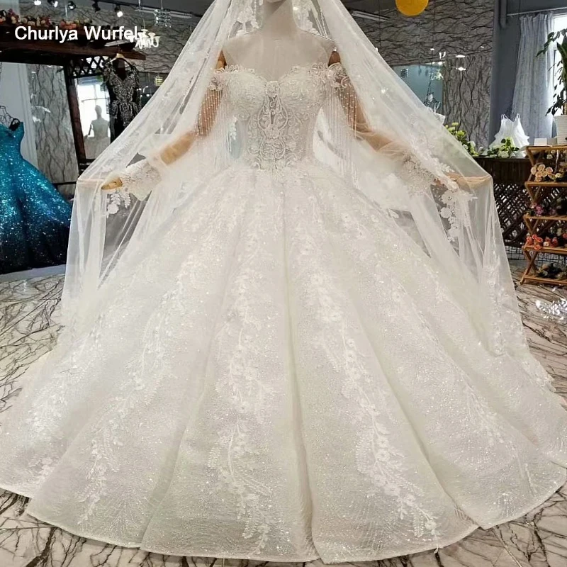 Ls647744 Customize Wedding Dress With Long Veil Off The Shoulder